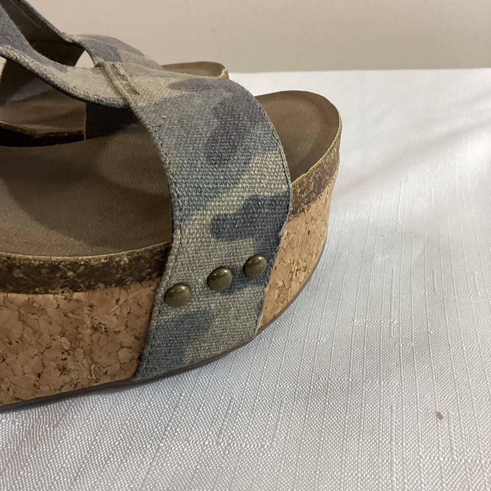 Sugar Camo Fabric Cork Platform Sandals Size 8 - Picture 4 of 15